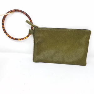 Oliveve bag olive green pony‎ hair handbag/clutch